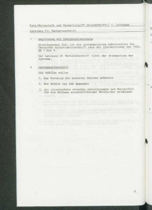 Lehrgang 01: Verkehrsschrift