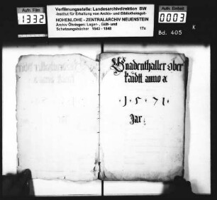 Salbuch über das Amt Gnadental (Beschreibung der herrschaftlichen Rente, Güter und Einkünfte), renoviert durch Michael Rucker, Schultheiß zu Gnadental und Kirchensall).
