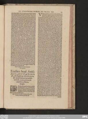 Beati Anselmi liber de voluntate dei explicit. Eiusdem beati Anselmi Cantuariensis Archiepiscopi liber de concordia praescientiae & praedestinationis, necnon gratiae dei cum libero arbitrio, incipit.