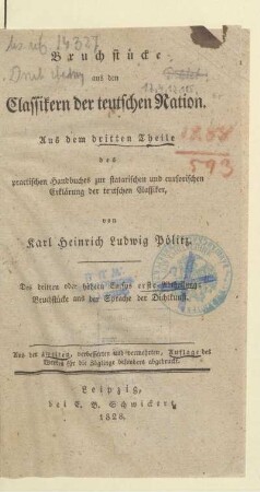 3,1: Des dritten oder höhern Cursus, erste Abtheilung