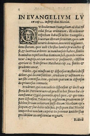 In Evangelium Lucae cap. 12. in feriis divi Nicolai.