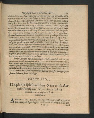 Caput XXXIII. De plagis spiritualibus & internis Antichristi in specie, & hac vice de quinque prioribus, ex capite 16. Apocalyps.