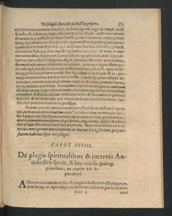 Caput XXXIII. De plagis spiritualibus & internis Antichristi in specie, & hac vice de quinque prioribus, ex capite 16. Apocalyps.