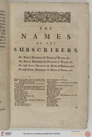 The names of the subscribers