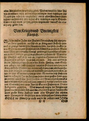 Von Krieg unnd Uneinigkeit Kürtzlich.