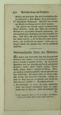 Mittelamerikanische Inseln oder Westindien