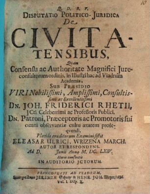 Disputatio Politico-Iuridica De Civitatensibus