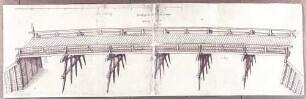 Fein ausgeführte Ansicht der Filsbrücke, die 160 Schuh lang ist (Tinte, 19,5 x 64 cm), mit Maßstabsangabe, Datierung, Ort und Unterschrift Heinrich Schickhardts