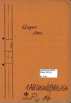 Personenheft Otto Unger (*17.09.1909), Kriminalinspektor