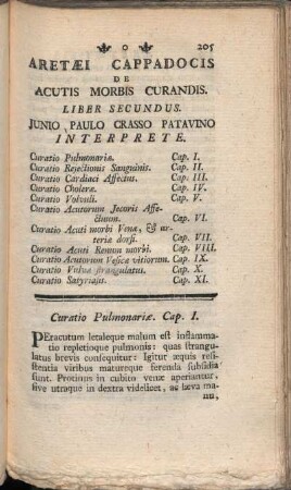 Aretaei Cappadocis De Acutis Morbis Curandis Liber Secundus...