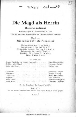 Die Magd als Herrin (La serva padrona)