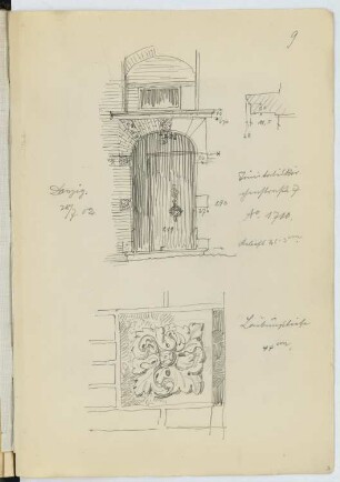 Trinitatiskirche, Danzig: Ansicht Portal, Details (aus: Skizzen- und Fotoalbum 20)
