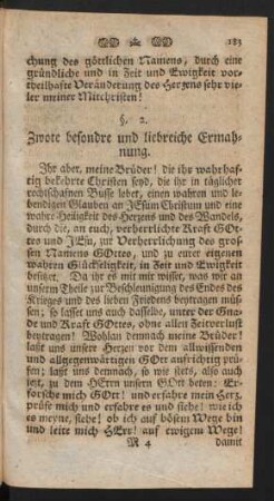 §. 2. [i.e. 3] Zwote besondre und liebreiche Ermahnung.