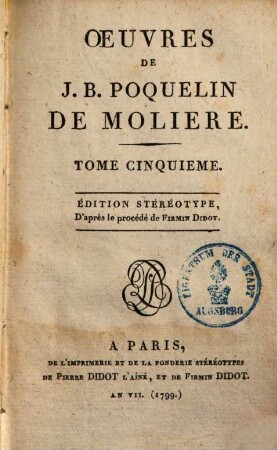 Oeuvres de J. B. Poquelin de Molière, 5