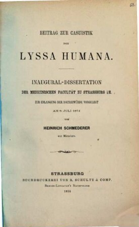 Beitrag zur Casuistik der Lyssa humana