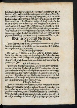 Hernach volgen die stedt.