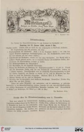 Vereinsmitteilungen Nr. 3 (Dezember 1885)