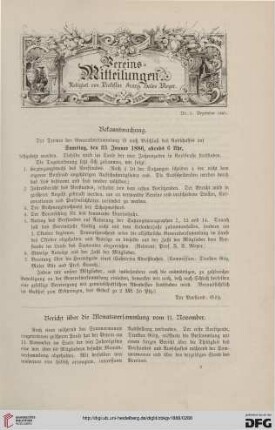 Vereinsmitteilungen Nr. 3 (Dezember 1885)