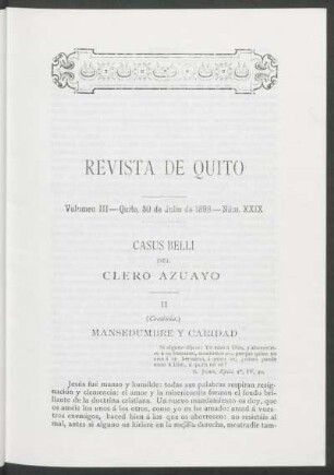 Núm. XXIX - Quito, 30 de Julio de 1898