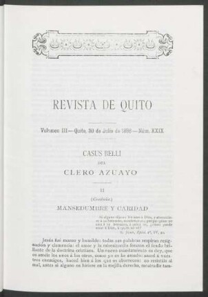Núm. XXIX - Quito, 30 de Julio de 1898