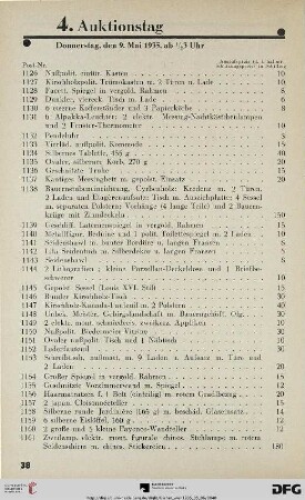 4. Auktionstag Donnerstag, den 9. März 1935, ab ½ 3 Uhr (Nr. 1126-1500)
