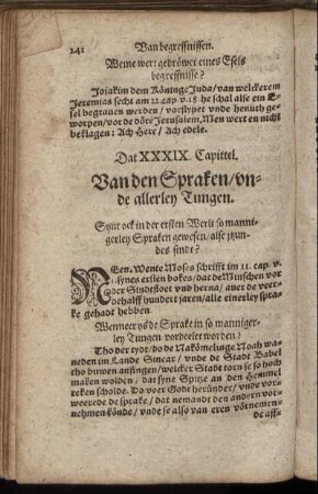 Dat XXXIX. Capittel. Van den Spraken, unde allerley Tungen.