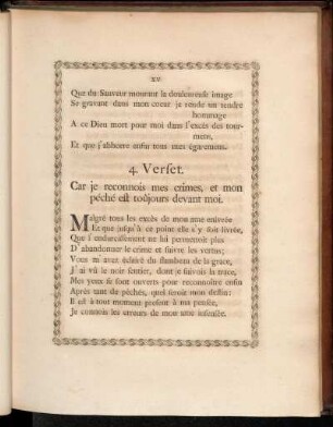 4. Verset. Car je reconnois mes crimes, et mon péché est toûjours devant moi.