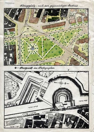Hansjakob, Gottfried; Augsburg - Innenstadt, Königsplatz, Ernst-Reuter-Platz; Königsplatz und Fußgängerzone - Königsplatz (Grundriss um 1900), Bestandsplan