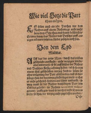 Von dem Eyd Malitiae.