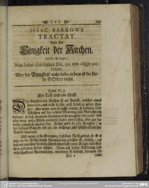Isaac Barrows Tractat Von der Einigkeit der Kirchen