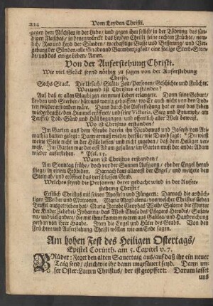 Am hohen Fest des Heiligen Ostertags/ Epistel Corinth. am 5. Capitel v. 7.