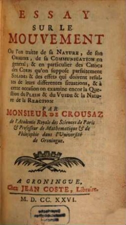 Essay sur le Mouvement