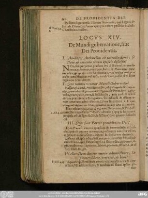 Locus XIV. De Mundi gubernatione, sive Dei Providentia.