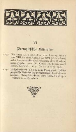 VI. Portugiesische Litteratur