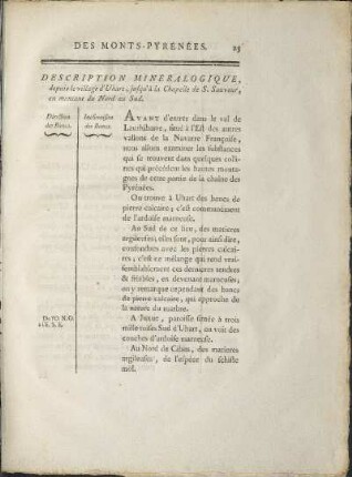 Description Minéralogique, depuis le village d'Uhart, jusqu'à la Chapelle de S. Sauveur, ...