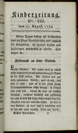Nro. VIII. vom 21. August. 1780.