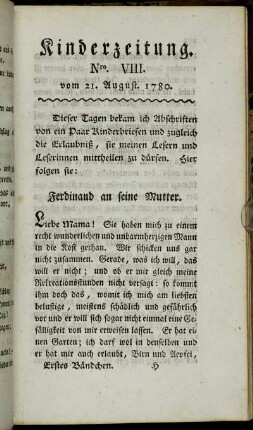Nro. VIII. vom 21. August. 1780.