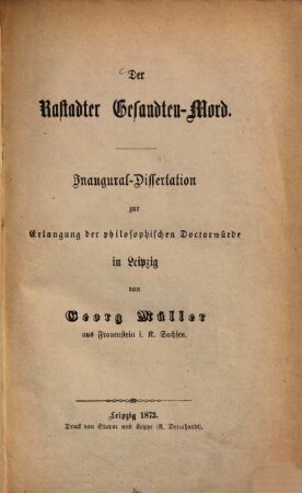 Der Rastadter Gesandten-Mord