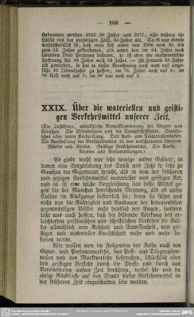 XXIX. Über die materiellen und geistigen Vekehrsmittel unserer Zeit