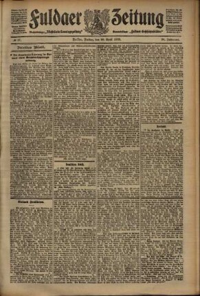 Zweite Ausgabe vom Freitag, den 30. April 1909.