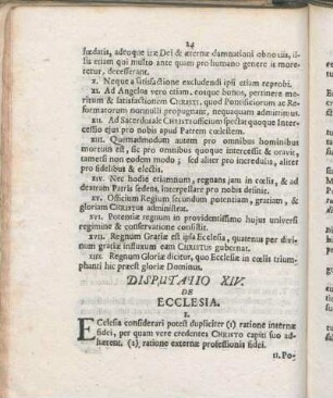 Disputatio XIV. De Ecclesia.