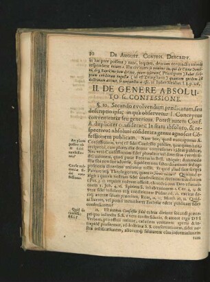 II. De Genere Absoluto sc. Confessione