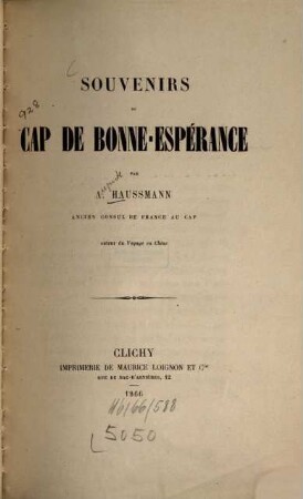Souvenirs du Cap de Bonne-Espérance