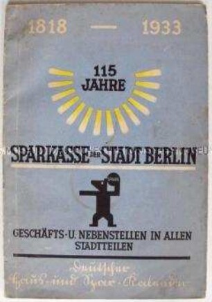 Kalender der Stadtsparkasse Berlin für das Jahr 1933