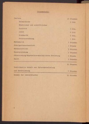 Stundentafel