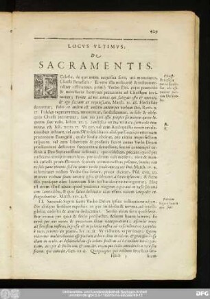 Locus Ultimus; De Sacramentis.