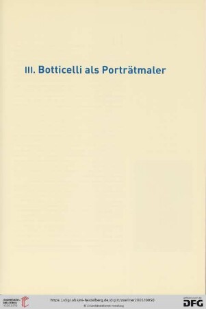 III. Botticelli als Porträtmaler