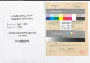 Entnazifizierung Gerhard Hambeckgenannt Stuevel , geb. 11.02.1891 (Sparkassenangestellter)