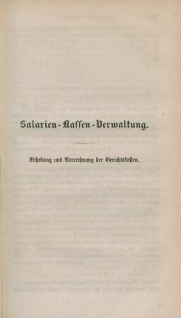 Salarien-Kassen-Verwaltung. Erhebung und Berechnung der Gerichtskosten.
