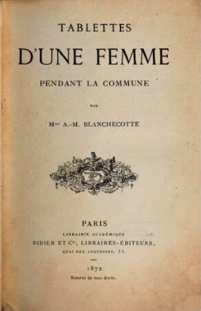 Tablettes d'une femme pendant la commune